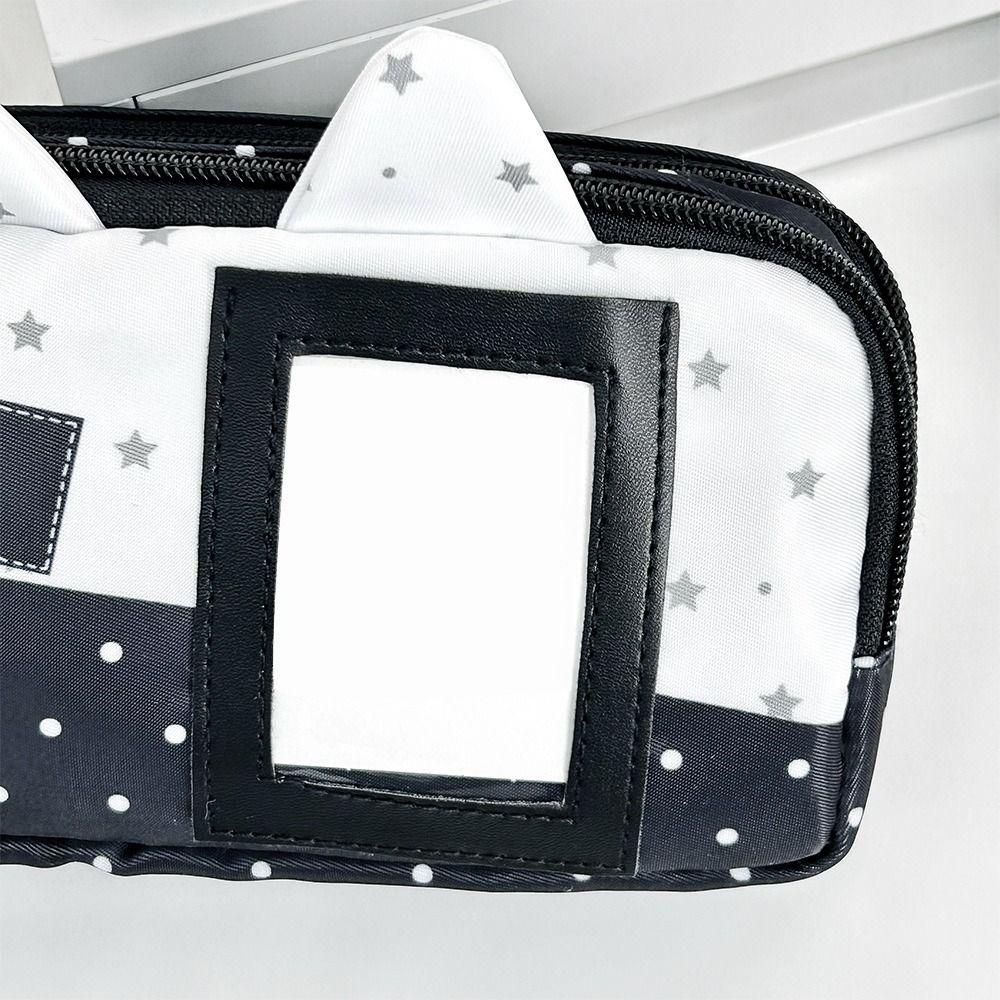with Photo Window Pencil Case Polka Dot Puppy Print Stationery Bag Pencil Pouch  School Supplies