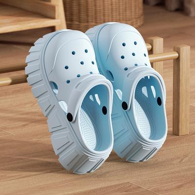 Летние женские дырочки, пляжные сандалии из ЭВА с толстой подошвой, модные нескользящие тапочки для дома и улицы, увеличивающие рост, слайды