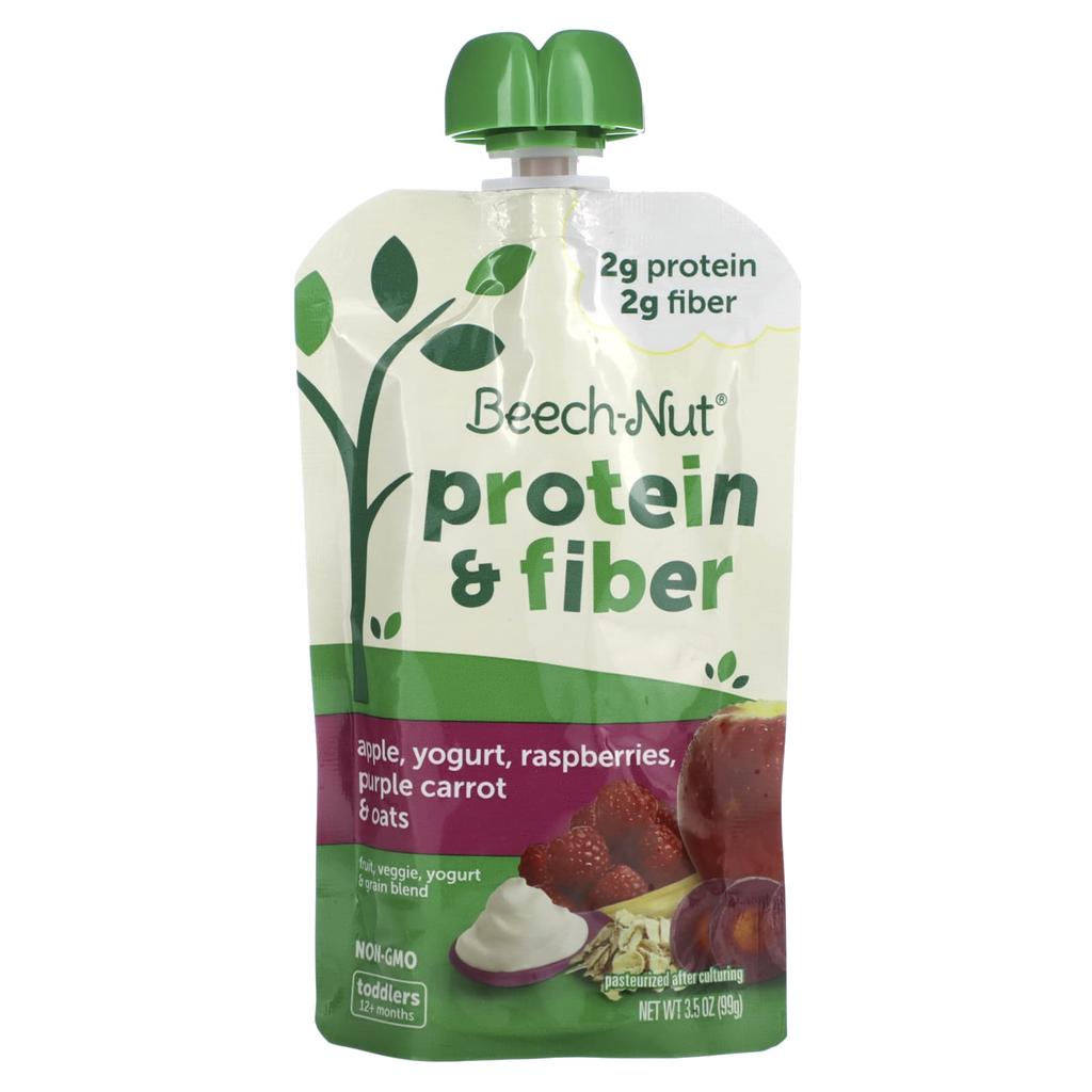 Beech-Nut Fruit, Vegetable, Yogurt and Grain Blend, Protein & Fiber, 12+ Months, Apple, Yogurt, Raspberry, Purple Carrot, Oats, 3.5 Oz (99 G)