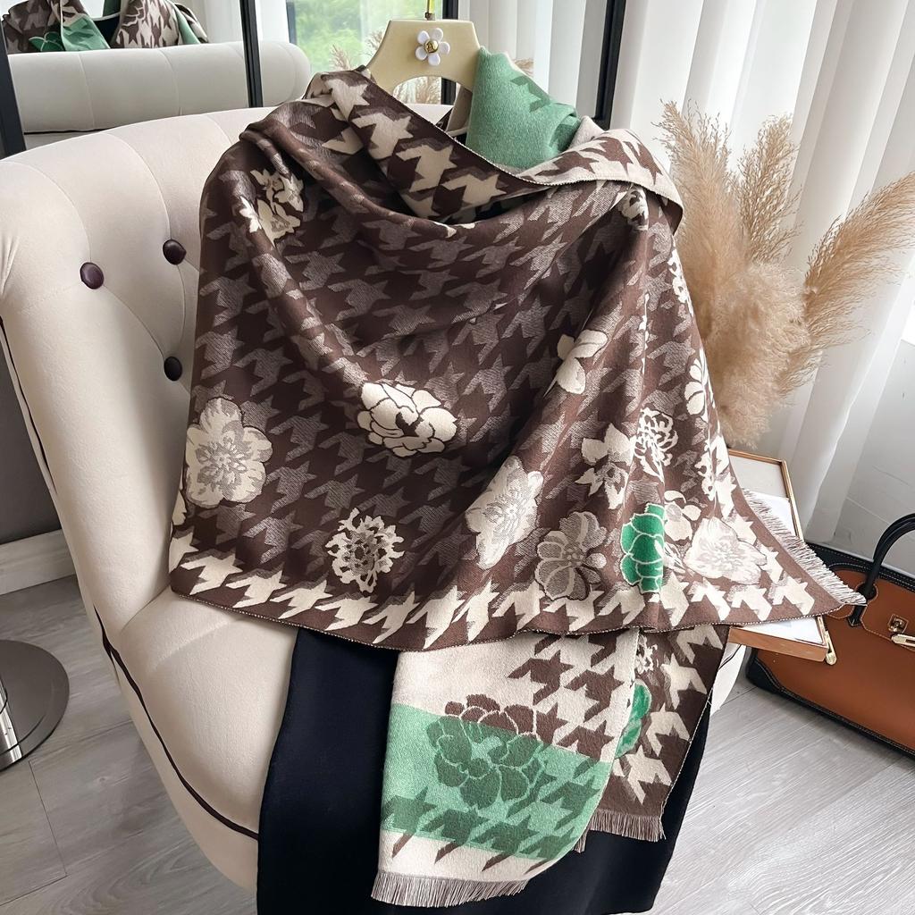Тысячи Птичьих Сеток, Растения, Цветы, Камелии, Модный И Универсальный, Уверенный И Элегантный Теплый Шарф из Имитации Кашемира