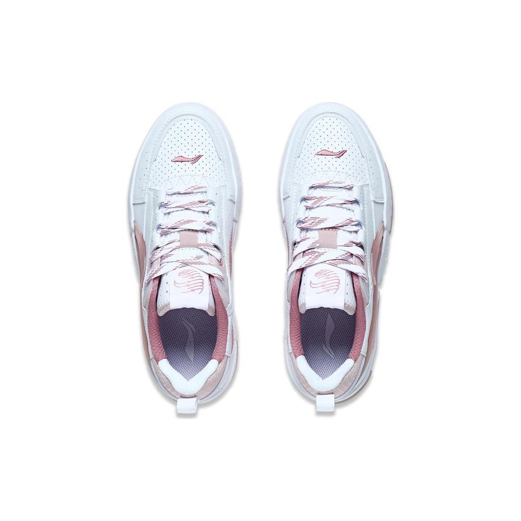 Li Ning Li Cheng Non-Slip Wear-Resistant Low-Top Sports Casual Shoes Women Sneakers White Pink AGCT136-3