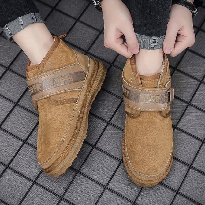 Мужские зимние ботинки, новые повседневные универсальные хлопковые ботинки, нескользящие, дышащие, с флисовой подкладкой, теплые короткие ботинки, хлопковая обувь