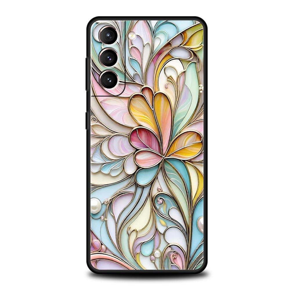 Модный Чехол Для Телефона С Цветочным Узором Для Samsung Galaxy S26 Ultra S25 Plus S24 FE S23 S22 5G S21 S20 Черный Мягкий