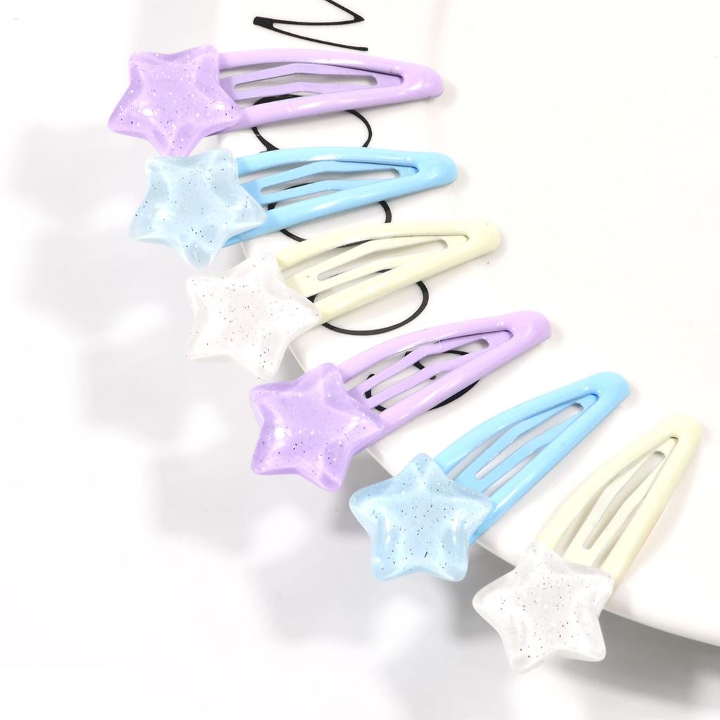 3Pcs Cute Star Shape Hair Clips For Women Candy Color Bang Side Snap Clip Fine Lightning Girls Hair Accessories For Daily Use