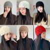 Handwoven Crochet Pullover Hat Retro Basin Hat Sweet Knitted Beanie Cap  Women