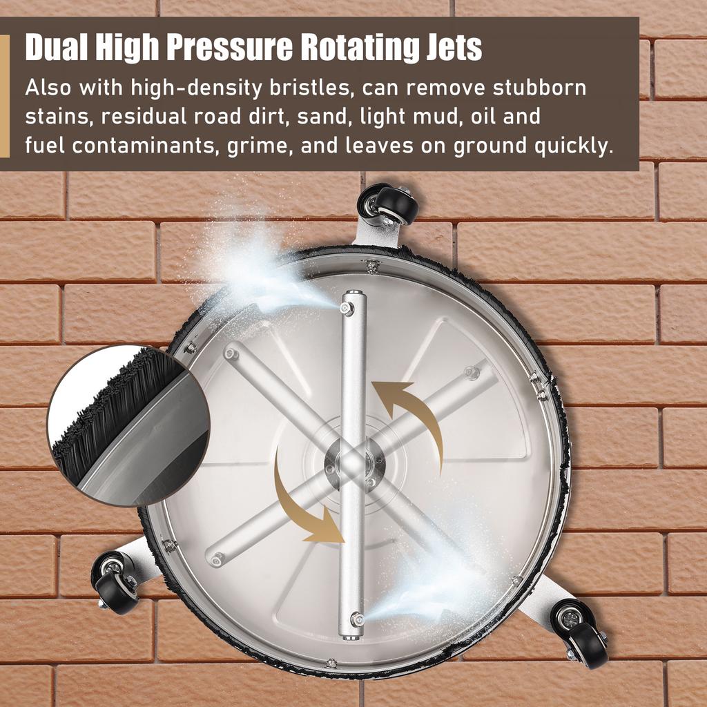 38cm/ 15inch Pressure Washer Surface Cleaner Stainless Steel Housing Power Washer Accessory with