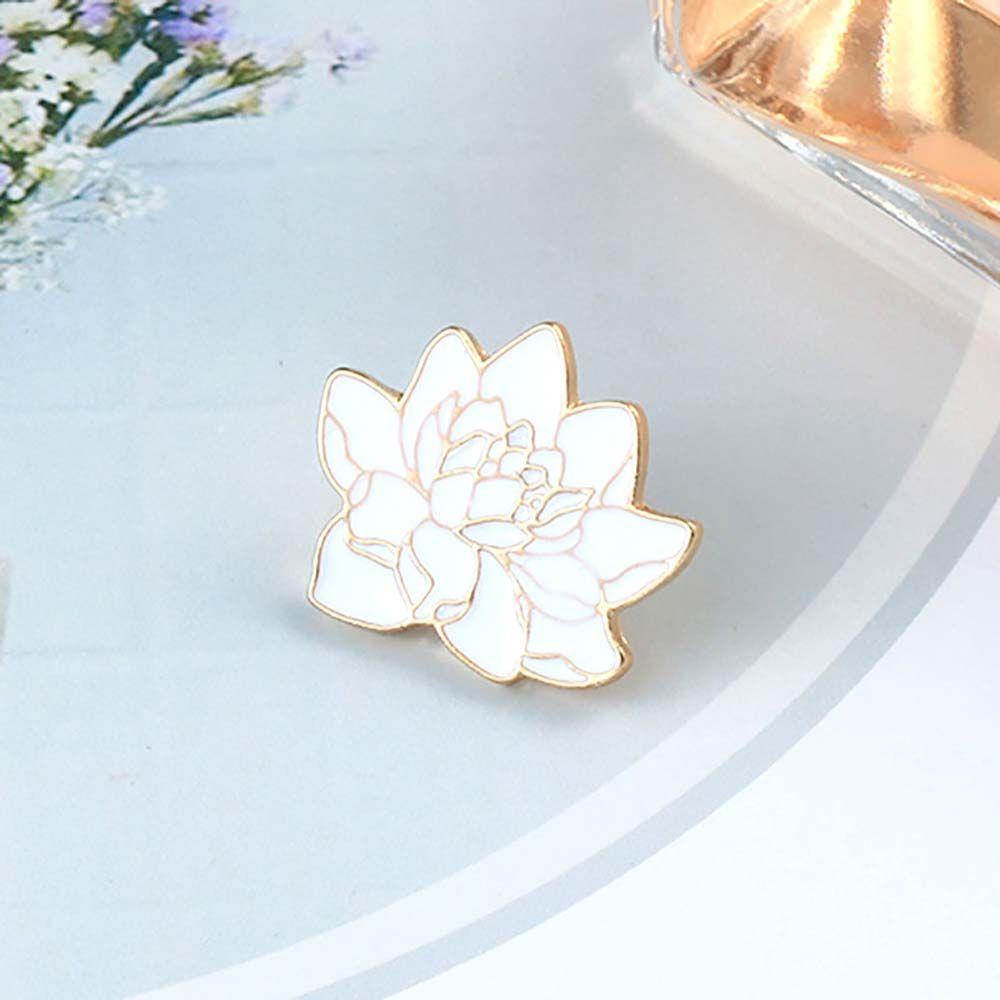 White Lotus Flower Lapel Pin Badge Pin Lotus Flower Brooch Enamel Pin Brooches Pin Lapel Brooch