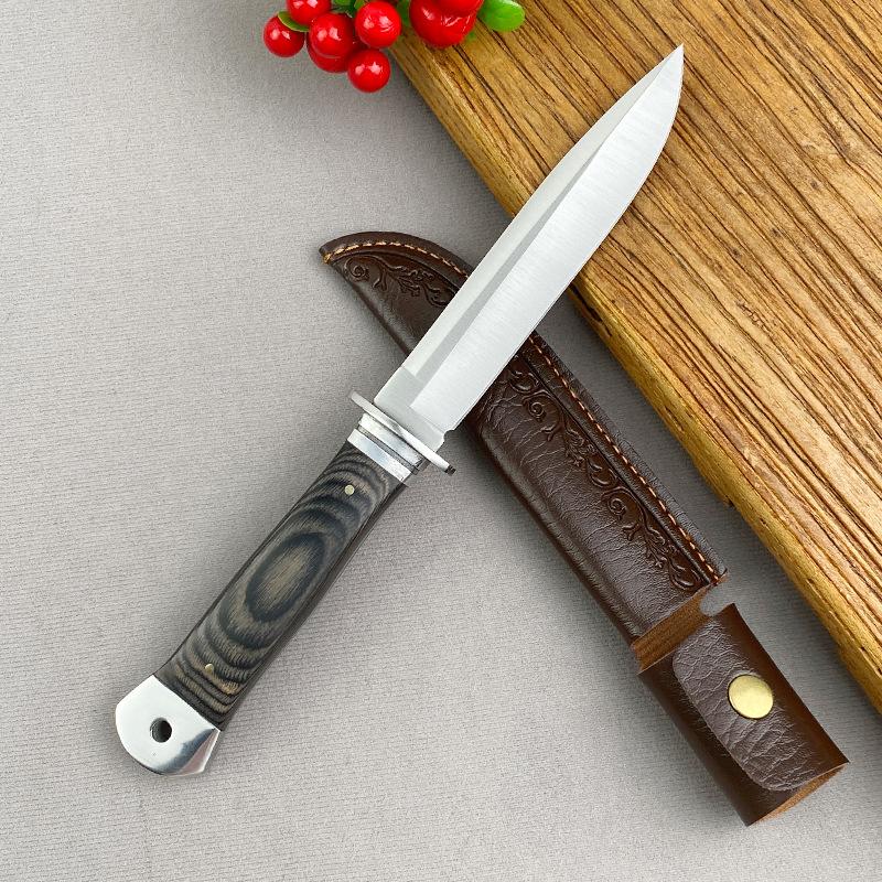 1 шт. Портативный кухонный нож с деревянной ручкой и ножнами для приготовления пищи на открытом воздухе и походов, многоцелевой нож для резки мяса и барбекю
