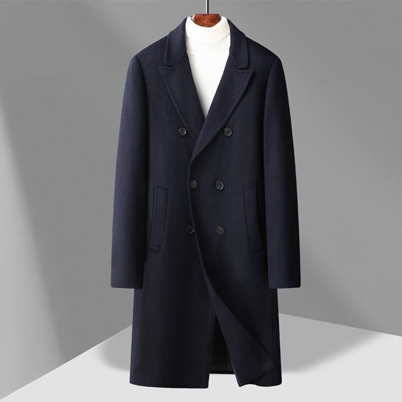 Men's Woolen Coat Men's Medium and Long Suit Collar Double-breasted Korean Version Woolen Coat Men's Coat