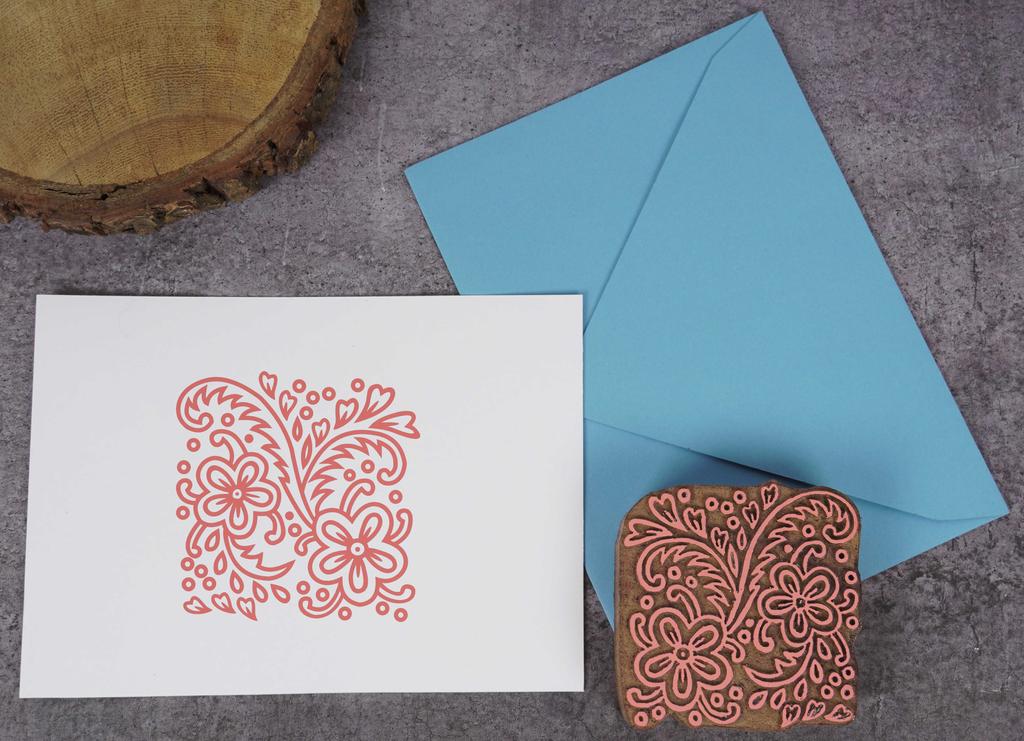 IBA Indianbeautifulart Textile Printing Block Asian Floral Motif Hand Carved Wooden Stamp Wood Block