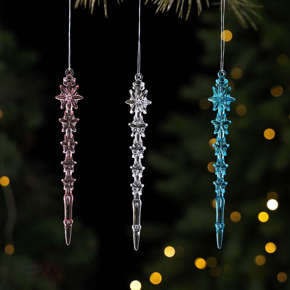 12Pcs Transparent Icicle Ornaments Christmas Tree Ornaments Christmas Party Decorations