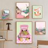 Gallery Wall Bold Fun Beverage Bloemen Pink Art Poster Cowgirl Boho Rainbow Abstract Wall Canvas Painting Print Room Home Decor