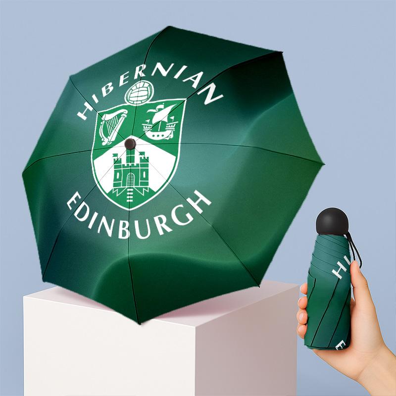 Hibernian FC Mini 5 Fold Pocket Umbrella Compact Lightweight Anti UV Rain Sun Protection Umbrella Portable Travel Umbrella