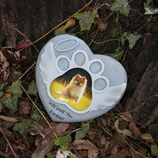 Pet Photo Frame Tombstone Weatherproof Long-Lasting Personalized Pet Memorial Stone Resin Dog Memorial Gift