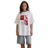 Women's High-End Graffiti-Style Short-Sleeve T-Shirt with Heavy-Duty Shoulder Design