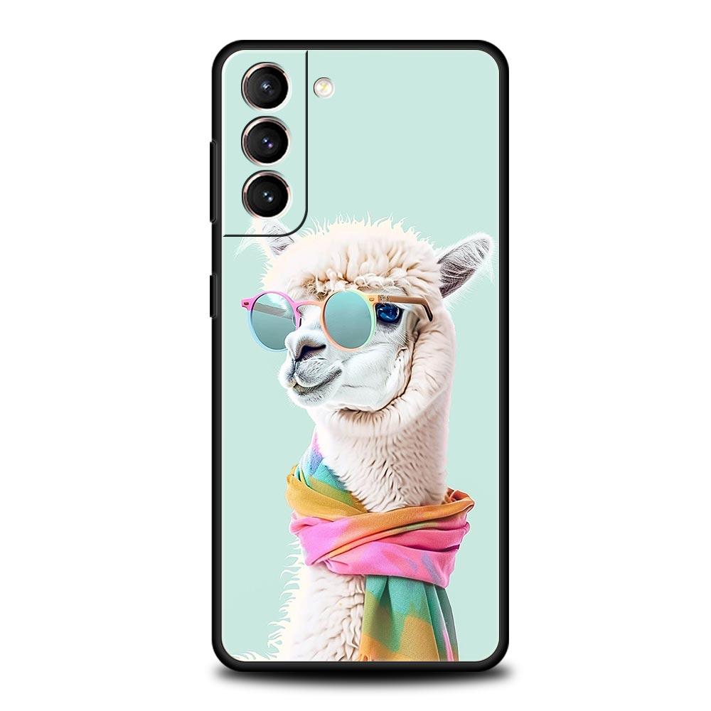 Чехол для телефона Samsung Galaxy S24 S23 S22 Ultra S20 S21 FE 5G S10 S9 Plus S10E S8 S7 Edge Мягкий чехол Кавайная альпака милая