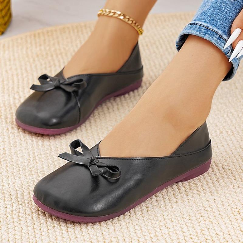 Fashion Flat Shoes Women Ballerinas Round Toe Bowtie Slip On Ballet Flats Lazy Loafers Moccasins Ladies Casual Flats Shoes 2025