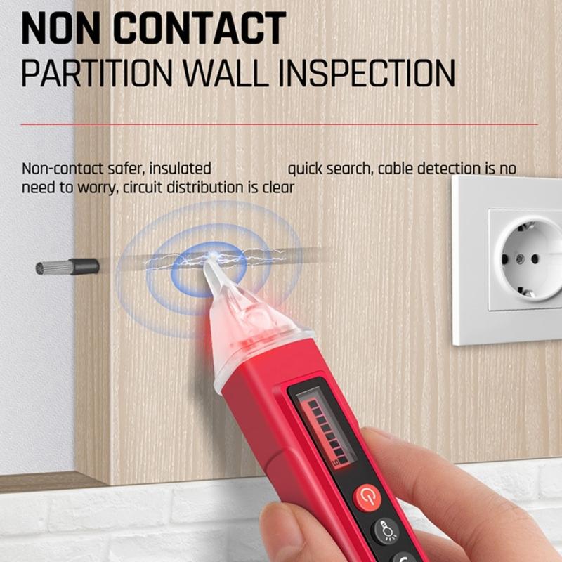 Adjustable Sensitivity Electrical Tester Pen Not Contact Voltage Detectors Live Wire Identifier Flashlight Color Display