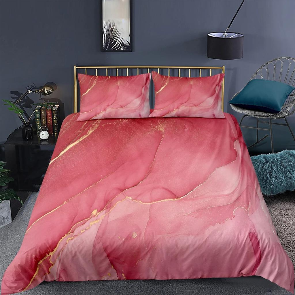 Fashion Marble Bedding Set Queen Size Soft Duvet Cover With Pillowcases Colorful Quilt Cover For Women Girls Home Decor