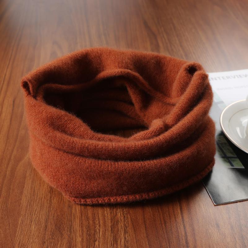 100%Wool Soft Warm Ring Scarf Women Winter Luxury Cashmere Neckerchief Headband Multi-functional Face Towel Hairband Fake Collar