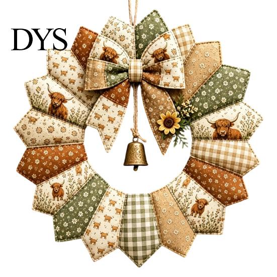 Настенное искусство Наборы для рукоделия DIY Гирлянда из лоскутков Набор для творчества, Ретро цветочный набор тканей с колокольчиками Праздничный венок-приветствие Набор для рукоделия и Симуляция