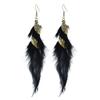 Bohemian Long Tassel Feather Earrings Twist Leaf Dangle Women's Earrings  Bride