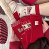 Носки красные с лошадью в китайском стиле, мультяшные носки на Праздник Весны 2026, женские носки-гольфы с лошадью, уличная одежда