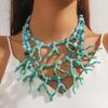 Multi-layer Beaded Coral Necklace Bohemia Ocean Style Beach Choker Coralal Pendant Necklace  Summer