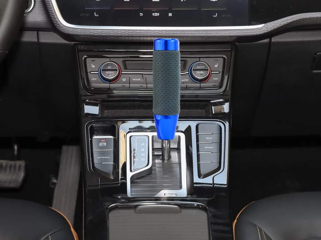 Lunsom 130mm Shift Knob Aluminum Alloy Car Shift Lever Shift Knob PU Leather for Auto and Manual Car (Blue)