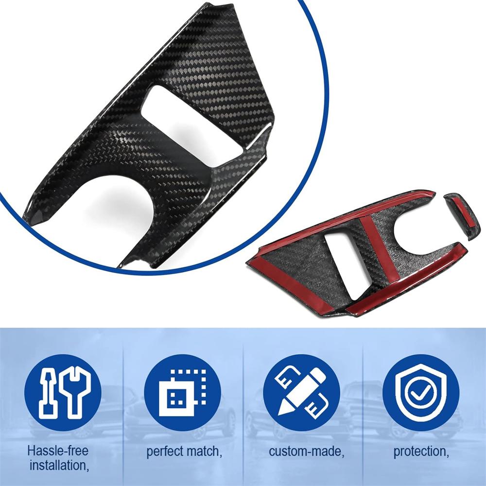 Чёрная накладка на кнопку центральной консоли из НАСТОЯЩЕГО ТВЁРДОГО углеволокна для Corvette C8 20-2023