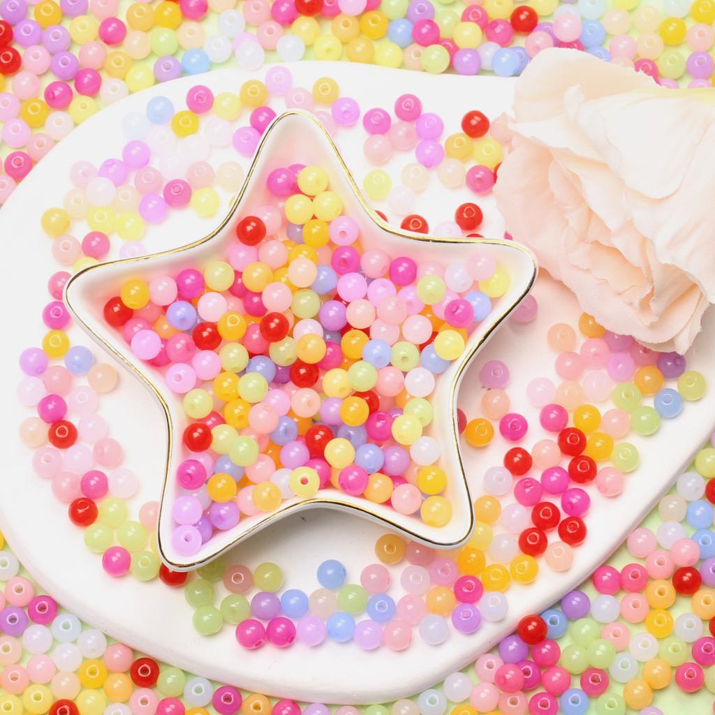 1000 шт. DIY фурнитура 6 мм ювелирные аксессуары акриловые бусины модные желеобразные бусины для изготовления ювелирных изделий круглые для поделок