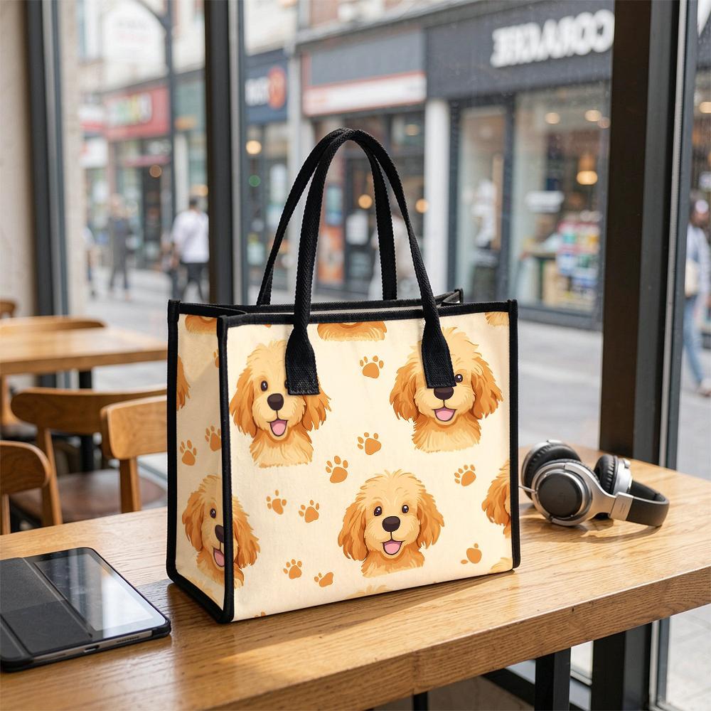 Cute Puppy Printed Large Tote Bag Casual Reusable Daily Handbag for Shopping Travel Commute