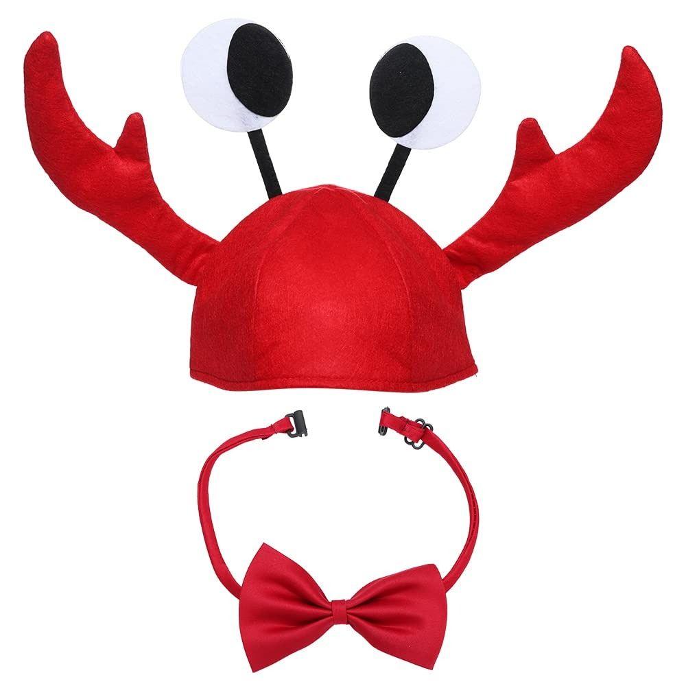 1 Set Funny Animal Crab Lobster Hat Red Wine Bow Tie Party Cap Boys Costume Fancy Hats  Easter Party