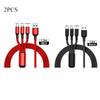 1-4Pcs 3 In 1 USB Charger Fast Charging Cable Type C Micro IOS Multi Charger Cable for iPhone Huawei Samsung Nylon Braided Cord