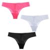 [REX STANDARD] Women's Thong Panties – 3-Pack, Sheer Mesh, Sexy Lingerie, Free Size