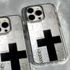 Retro Black Cross MInimalist Phone Case for iPhone 17 AIR 16 15 14 13 12 11 PRO MAX XSMAX XR 7 8 PLUS Y2K Transparent Soft Cover