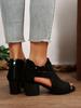 Women Sandals  Chunky High Heels Soild Gladiator Open Peep Toe Women Black Shoes Buckle Back Zipper Sandalias De Mujer