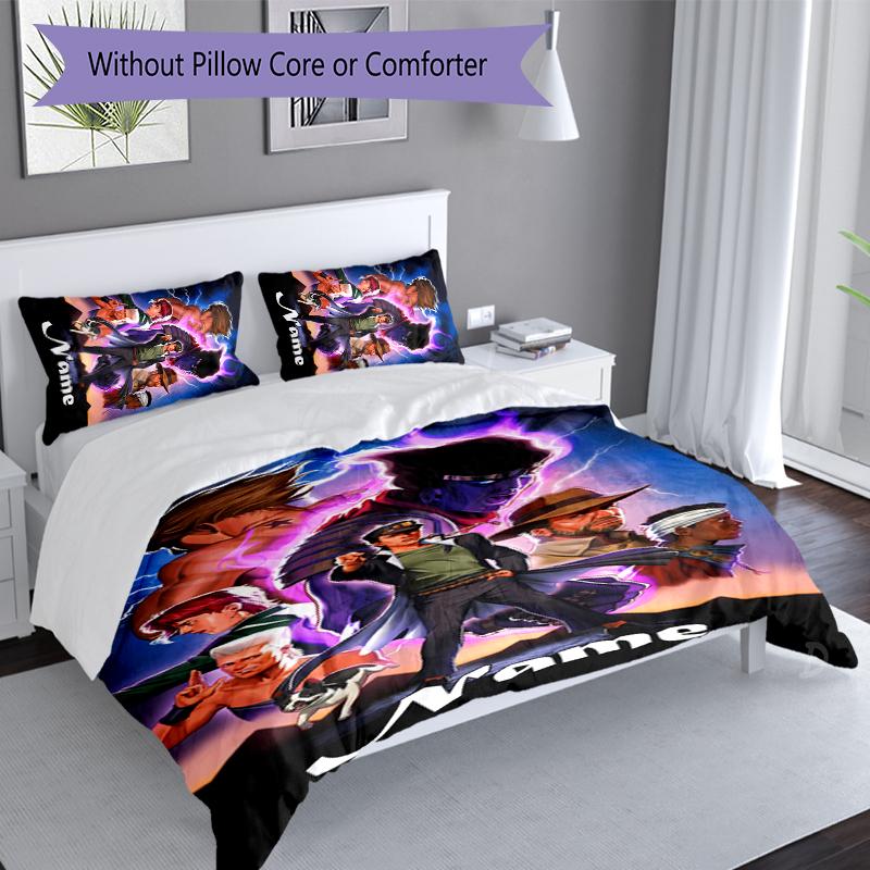3pcs Custom Name JoJo's Bizarre Adventure Set,Includes 1 Duvet Cover and 2 Pillowcases,All-season Bedroom Decor