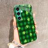 Репейник четырехлистник Стеклянный чехол для телефона для Samsung Galaxy S26 S25 S24 S23 S22 S21 FE Ultra Plus Встроенное стекло зеленый Изысканный