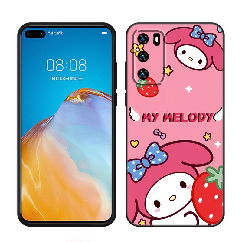 Милый черный силиконовый чехол My Melody для телефона Huawei P10 P20 P30 P40 Lite P50 P60 Art P50E P Smart Z 2018 2020 2021 Pro 2019