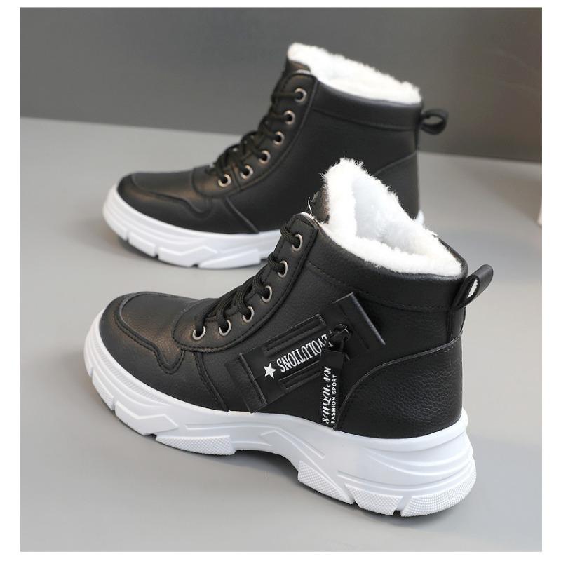 Martin Boots Women's New British Student Thick Soled and Plush Cotton Shoes Height Increasing Women's Shoes