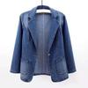 Spring Autumn Denim Jacket Women's Form-fitting Outerwear with A Stand-up Collar Button-down Jacket