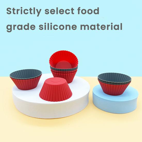 10Pcs Silicone Muffin Cups Non-Stick Cake Mold Food-Grade Reusable Cupcake Liners for Baking Pancakes Candies Muffins