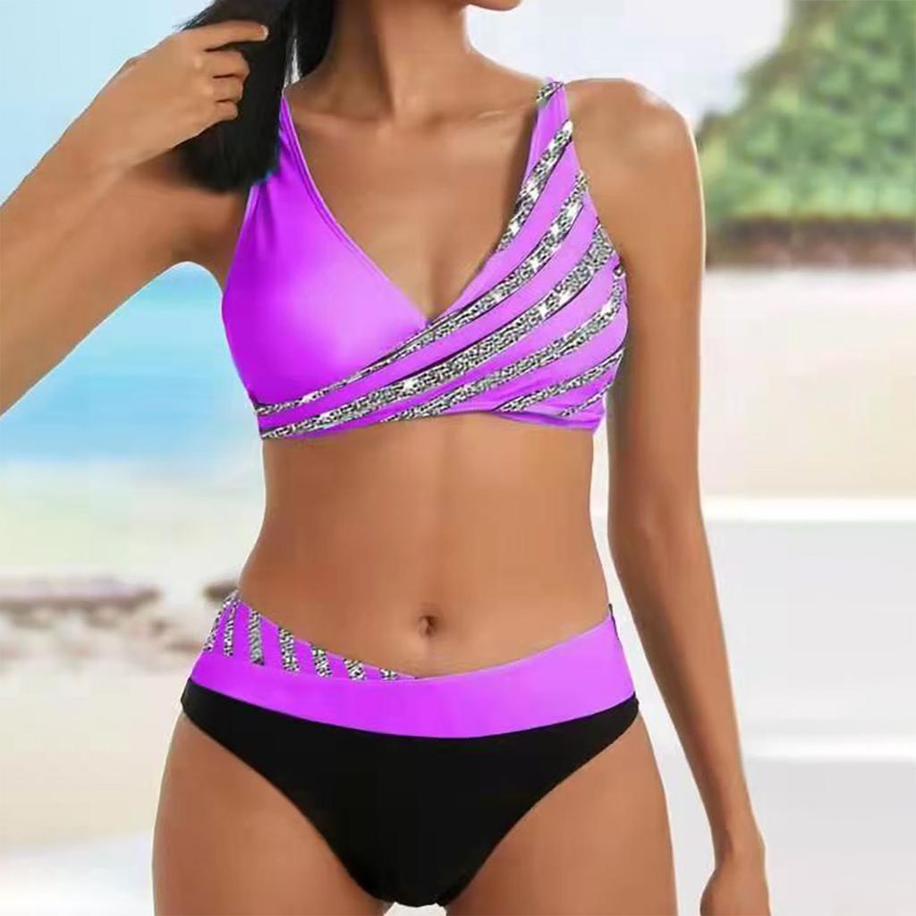 Женское разделенное бикини с горячим тиснением, сексуальное с подушечками для бюстгальтера и без стального бюстгальтера, купальный костюм