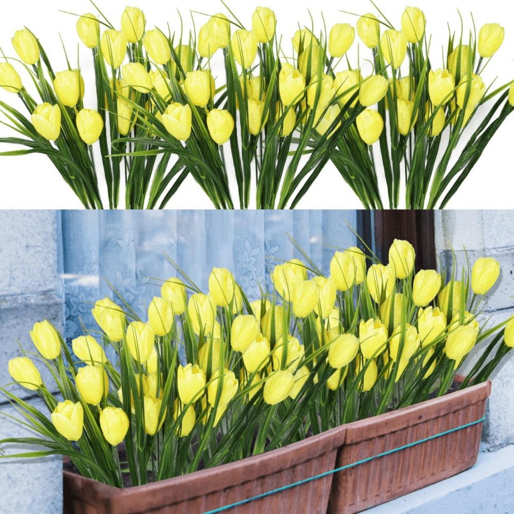 Букет из 6 шелковых тюльпанов, искусственные тюльпаны, всего 30 головок, искусственная цветочная композиция для домашнего офиса, вечеринки, свадьбы, отличный подарок на День матери