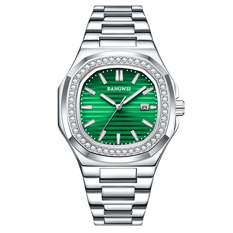 Мужские часы Бизнес Водонепроницаемые Светящиеся Дата Мужские Наручные часы Нержавеющая сталь Квадратный циферблат Кварцевые Мужские часы