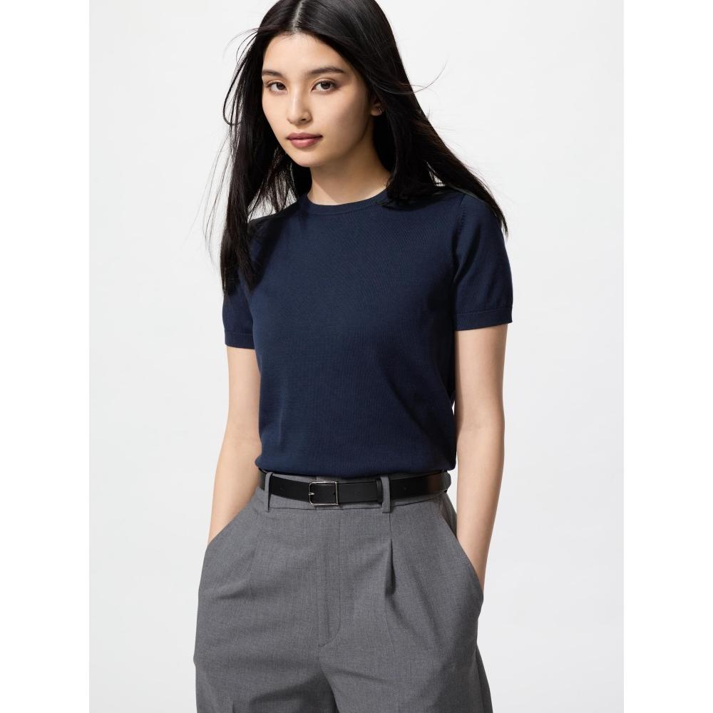 Uniqlo Японский свитер с круглым вырезом UV Cut, стирающийся