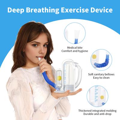 Спирометр Incentive Spirometer 5000ML Измерение объема с индикатором скорости потока Тренажер для глубокого дыхания для студентов, детей, взрослых, пожилых людей Устройство для тренировки легких
