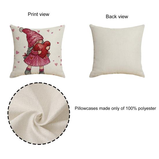 Наволочка на День святого Валентина, милое сердце с изображением любви, кукла-гном, узор красного и белого цвета, чехол для диванной подушки, спальня, автомобиль, квадратная подушка, Shams, постельные принадлежности