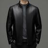 Autumn and Winter Velvet Middle-aged Men's Sheepskin Leather Jacket Stand Collar Dad Casual Loose Leather Jacket